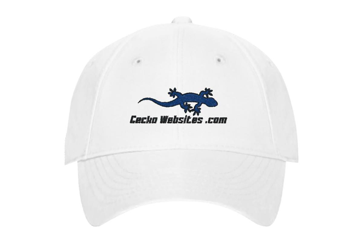 Gecko Websites Baseball Cap - White, Front
